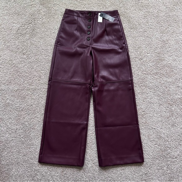 Banana Republic Pants - Banana Republic NWT Wide-Leg Ultra High-Rise Vegan Leather Pant Burgundy 4P